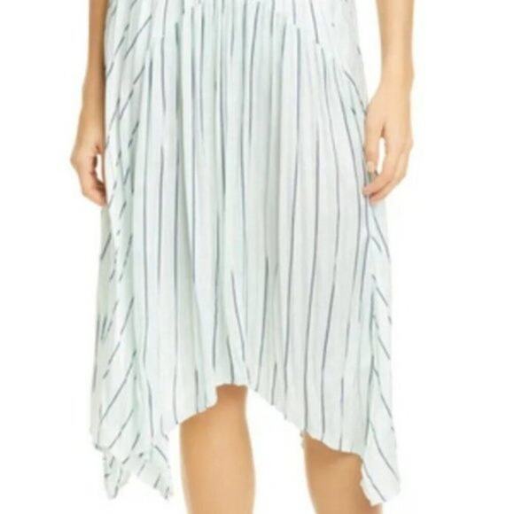 Vince Mint Stripe Gauze Panel Skirt Green M - Picture 2 of 11
